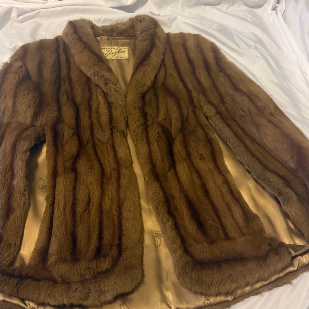 Elegant Brown vintage mink stole Fur cape Coat